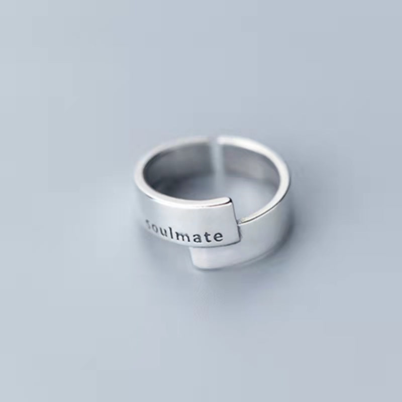 Women's & Men's Punk Heavy Wide Face Abstract Art Open Distressed Street Tide Ring - Letter 7 / Adjustable Opening MegaBDM