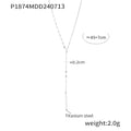 Style Simple Geometric Elements Y-shaped Tassel Stackable Wear Cold Titanium Necklace - P1874-Steel Necklace MegaBDM