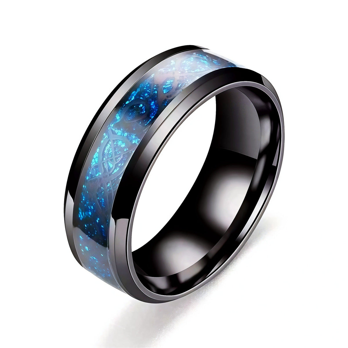 Men's Steel Meteorite Inlaid Gold Foil Light Luxury Fashion Ring - a5 / No. 7 MegaBDM