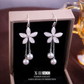 Elegant Zircon Butterfly Tassel Gentle Stylish Personality Stud Earrings - 60# Silver Flower Pearl Tassel Earrings MegaBDM