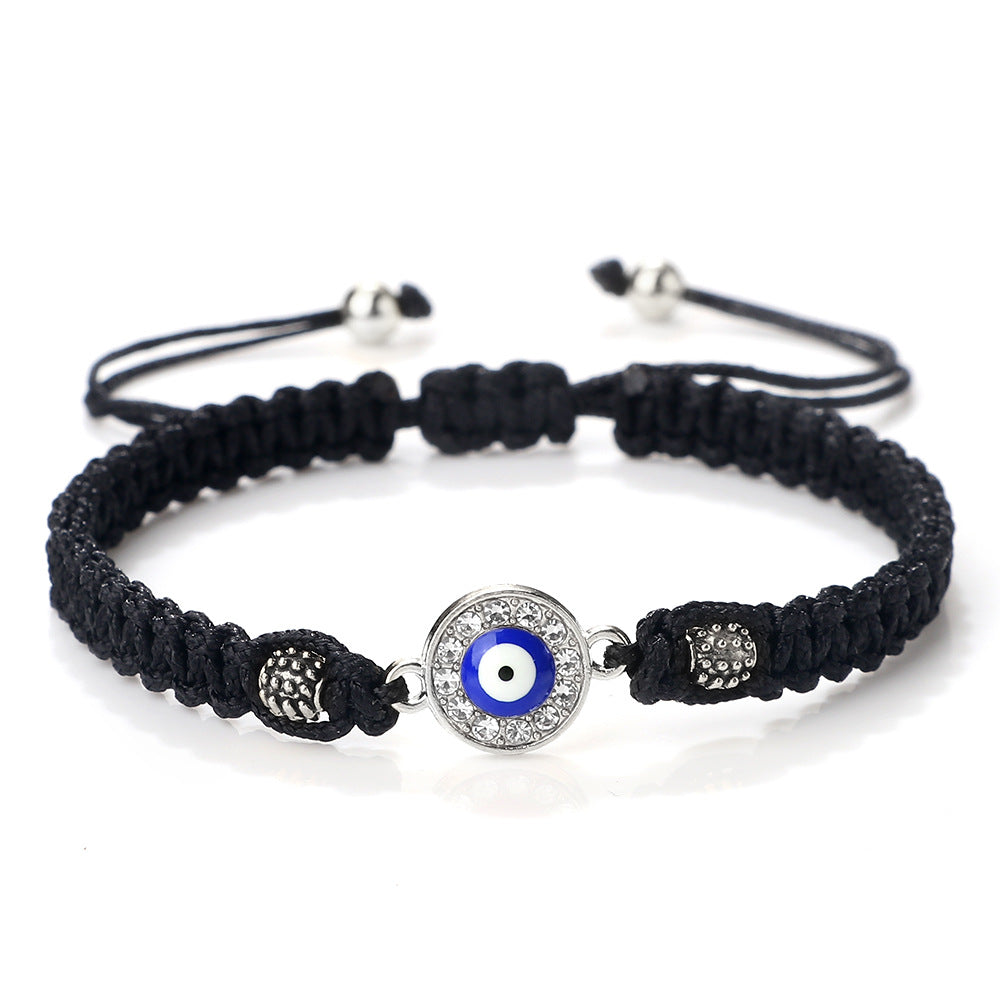 Women's & Men's Red Rope Safety Lock Devil's Eye Diamond Woven Hand Bracelet - Black Line Blue Eyes / Golden edge MegaBDM