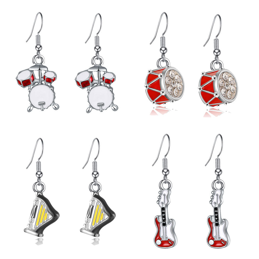 Women's Music Instrument Ear Hook Festival Drum Kit Points Earrings MegaBDM