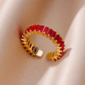 Luxury Gold Copper Plating Cubic Green Zircon Crystal Ring - 6 / Gold MegaBDM