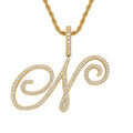 Body Grass English Letter Gold Inlaid Pendants - N (Gold) 60cm Hemp Flowers Chain MegaBDM