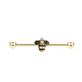 Industrial Barbell Ear External Thread Piercing Bridge Double Stud Earrings - Little Bee Golden MegaBDM