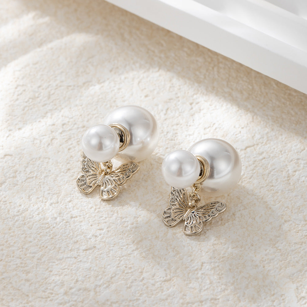 Pearl Butterfly Fashion Affordable Luxury Style Hollow Niche High-grade Stud Earrings - Ea12870i907 Coffee Gold MegaBDM