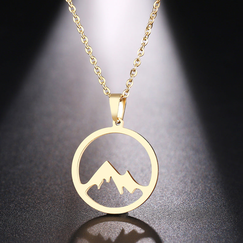 Women's & Men's Plated Stainless Steel Mountain Pillar Snow Necklace - N35 MegaBDM