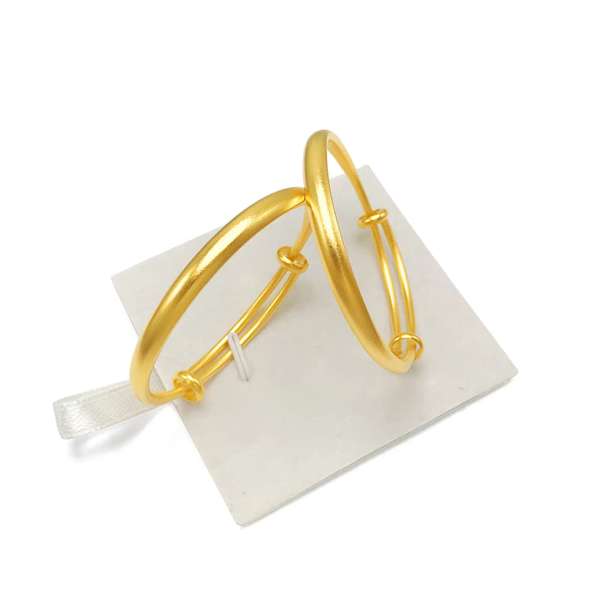 Children's Boutique Alluvial Gold Push-pull Opening Adjustable Glossy Simple Round Bracelet - 6mm Shuangbu Matte Kids Bracelet [One]] / Boutique Children's Baby Bracelet MegaBDM