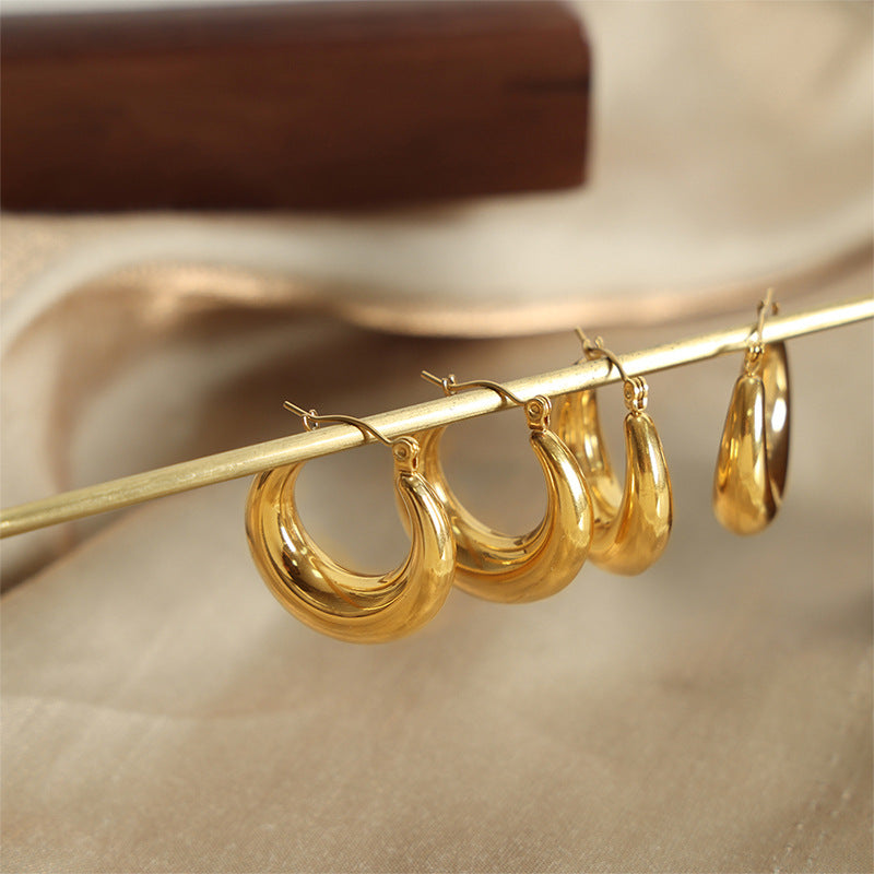 Simple Fashion Personality Niche High Sense Geometric Glossy Earrings MegaBDM