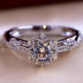 Women's Plated Hollow Flower Star Artificial Diamond Rings MegaBDM