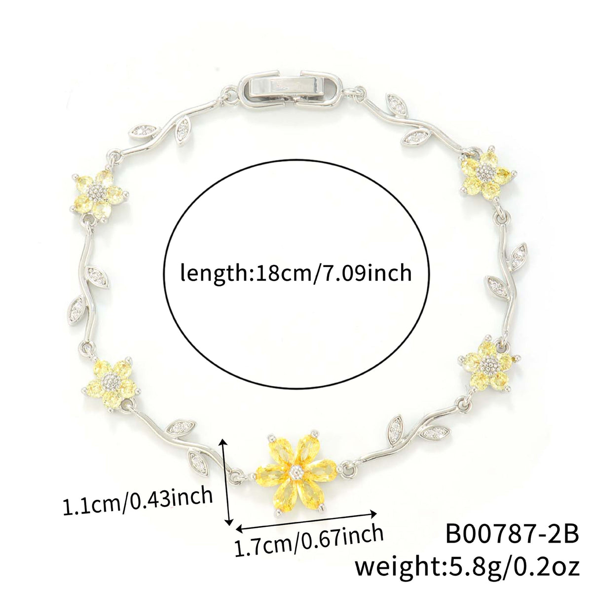 Petals Flower Leaf Zircon Design Personality Daily Birthday Bracelet - B00787-2B MegaBDM