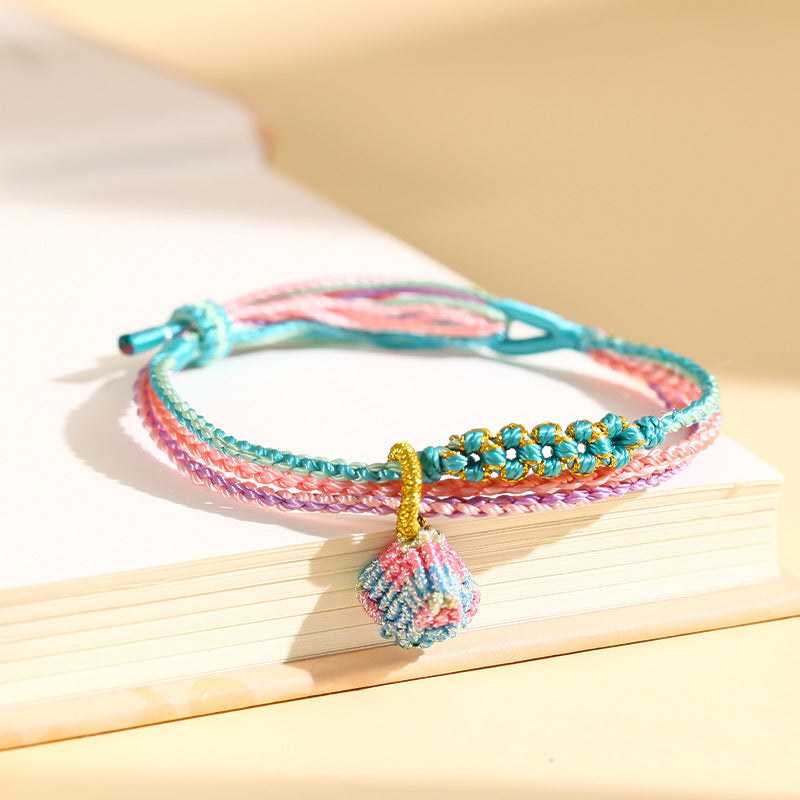 Children's Dragon Boat Festival Colorful Rope Hand-woven Small Bracelets - Sansheng Rope Zongzi (Blue) MegaBDM