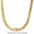 Woven Snake Bones Chain Light Luxury High-grade Titanium Steel Clavicle Necklace - 8mm Mesh Necklace Gold