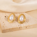 Steel Flower Heart Pearl Female Light Luxury Minority Water Stud Earrings - Water Drop Pearl Stud Earrings 2145 MegaBDM