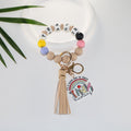 Creative Rainbow Silicone Acrylic Tassel Key Pendants - Light Coffee Color MegaBDM