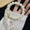 Men's Natural Bodhi Carving Cat's Paw Female Hand Toy Bracelet - Milk-in-Water Bodhi Meow-12mm MegaBDM
