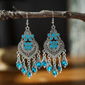Drill Ethnic Craft Colorful Dripping Oil Handmade Vintage Earrings - DC1757-1 Lake Blue MegaBDM