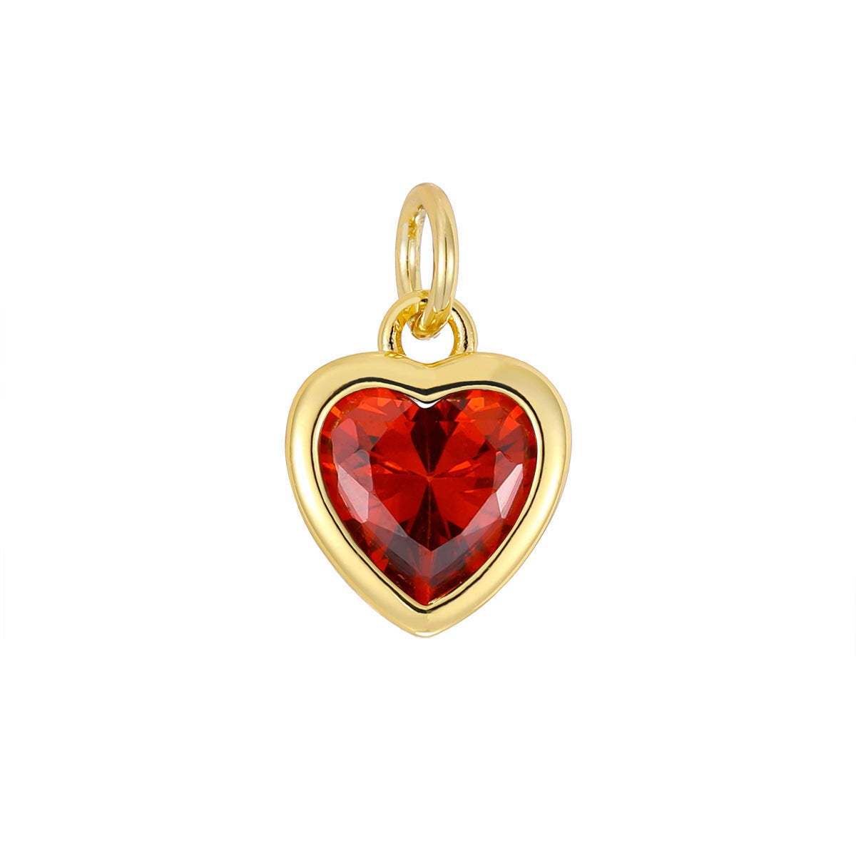 Love Gold Zircon Peach Heart Handmade High Pendants - Pomegranate Red; July (Single Pendant) MegaBDM
