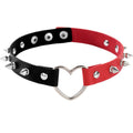 Style Punk Rock Leather Gothic Spike Trend Bracelets - Black and Red Collar MegaBDM