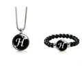 Women's Fashionable Black Time Stone With English Letters Necklace - H MegaBDM