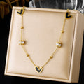 Luxury Fashion High-grade Gold-plated Collarbone Black Red Love Diamond Round Necklace - N4197 Black MegaBDM