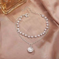 Fashion Temperament Wild Clavicle Chain Niche Necklace - Silver Double-Layer Pearl Bracelet MegaBDM