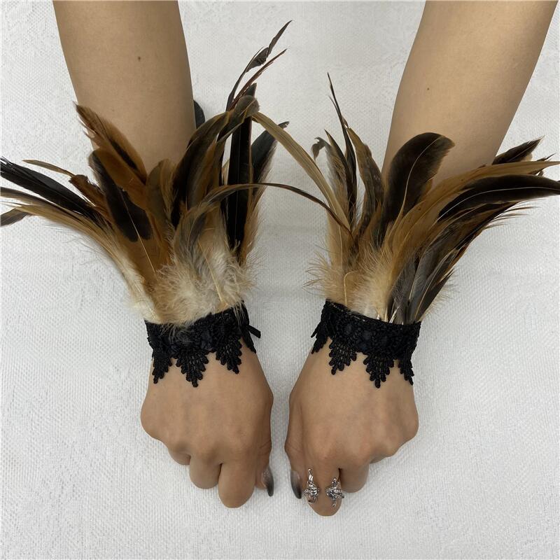 Feather Halloween Performance Ball Lace Wristband Bracelets - Natural Color MegaBDM