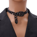 Thick Chain Buckle Clavicle Hip Hop Necklaces - Black round Buckle Necklace MegaBDM