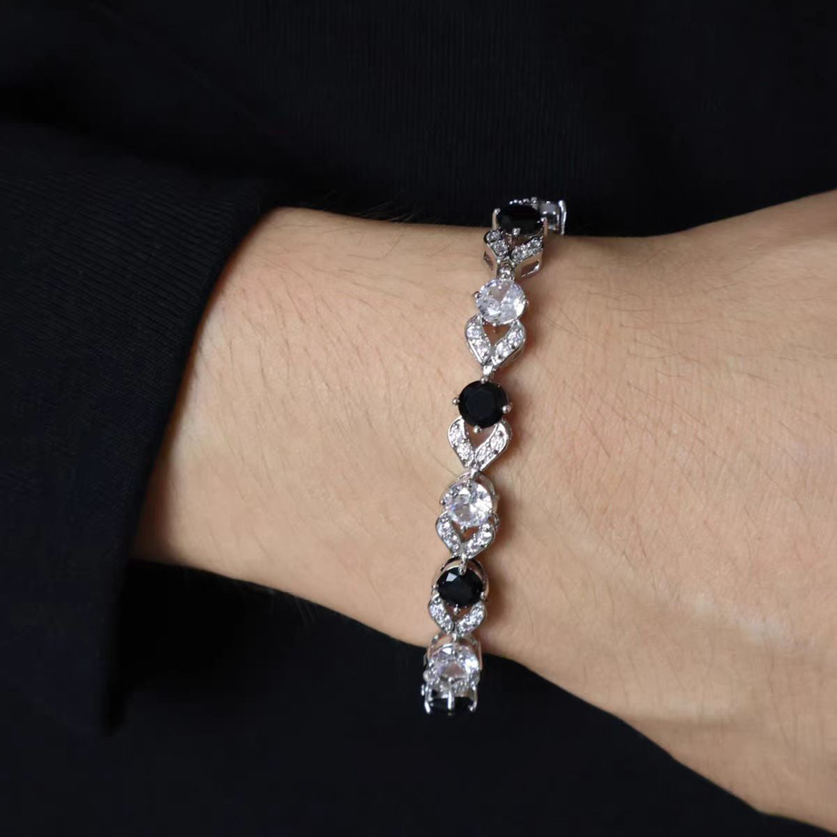 Women's & Men's White Stitching Hip Hop Versatile High Bracelets MegaBDM
