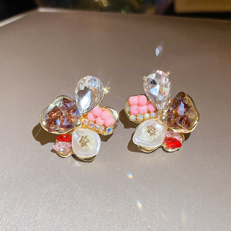 Color Flower Pearl Sweet Unique Beautiful Rings - Silver Needle-Golden-Red-Pink MegaBDM