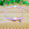 Ethnic Style Hand-woven Lucky Fortune Ceramic Cat Wax Line Double Bracelet - Pink Cat Wax Line Bracelet MegaBDM