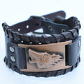 Men's Retro Viking Totem Leather Wolf Head Bear Claw Gossip Lucky Bracelet - 39 MegaBDM