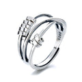 Women's Sier Anxiety Three-ring Smart Index Finger Rotating Ring - Trinity ring / Adjustable Opening MegaBDM