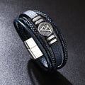 Men's Man Personality Wild Woven Leather Scripture Bracelet - Blue-21.5cm MegaBDM