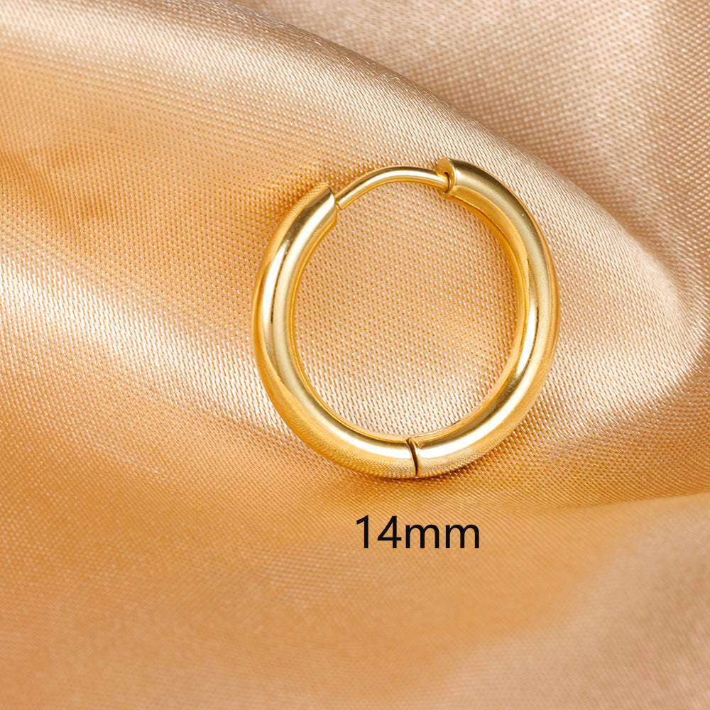 Simple Different Sizes Ear Clip Electroplated Earrings - E1237-14mm Golden-1Pc MegaBDM