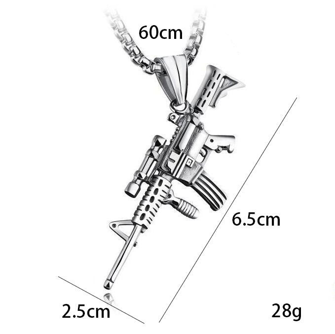 Men's Promotional Military Fan Fashion Titanium Steel Submachine Necklace MegaBDM