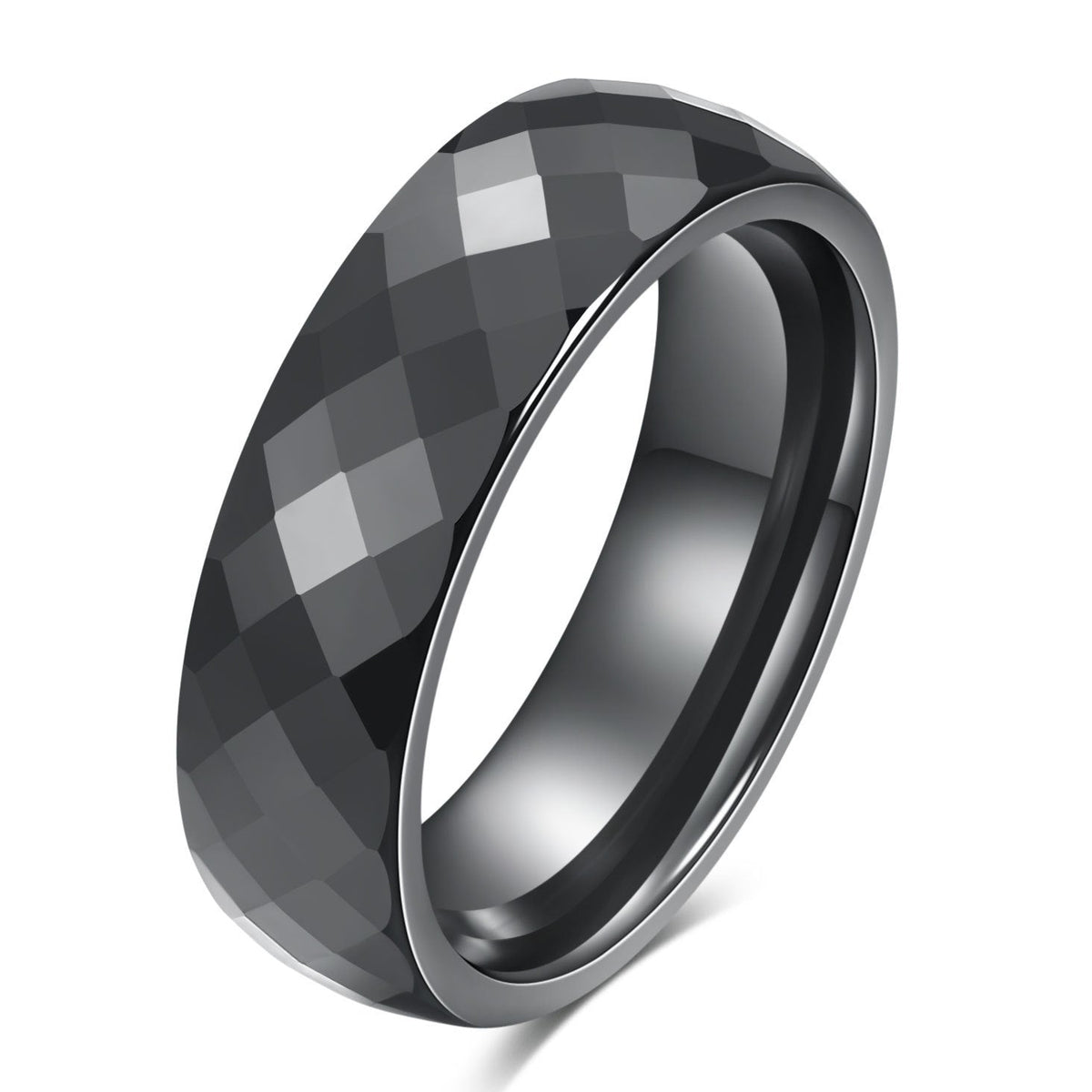 Ceramic Fashion Cut Surface Black White Simple Ring - Black / No. 5 MegaBDM