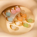Korean Simple Fresh Minority Color Water Drop Resin Titanium Stud Earrings MegaBDM