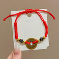 Boat Festival Carrying Strap Colorful Rope Wind Hand-woven Bracelet - 78# Six-Character Mantra Copper Coin Bracelet with Red String MegaBDM