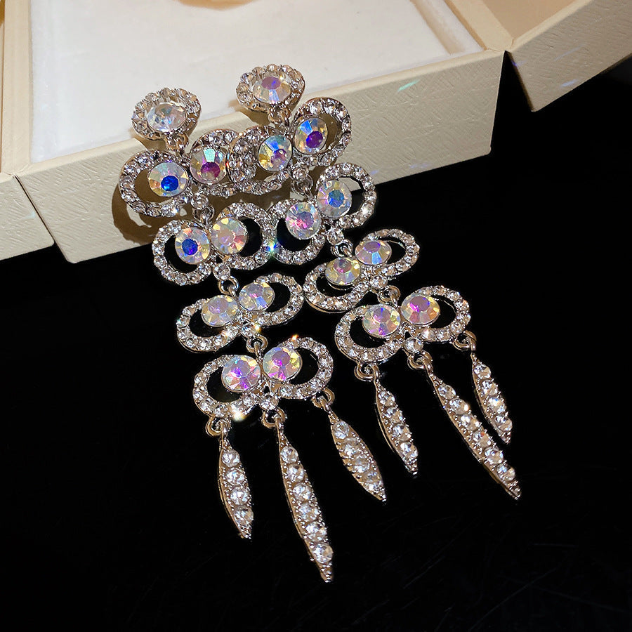 Women's Sier Diamond Tassel Light Luxury High-grade Simple Rings - 65# Silver Needle-Silver MegaBDM