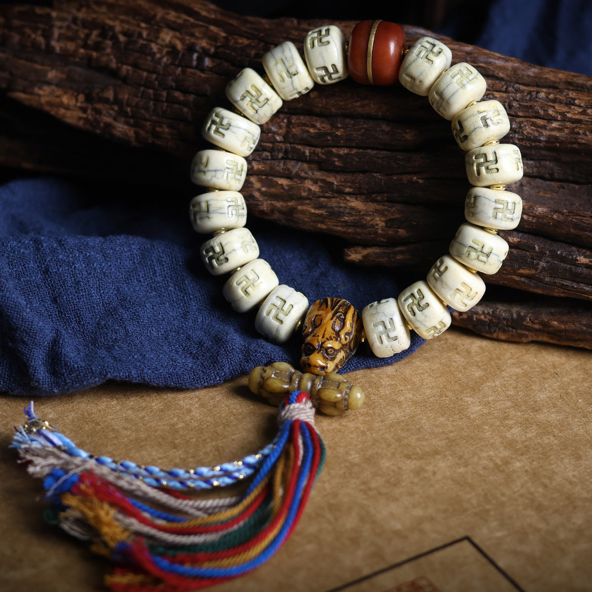 Bone Barrel Shaped Bead Crafts Tag Ethnic Bracelets - 14 * 9mm Yak Bone Bracelet MegaBDM