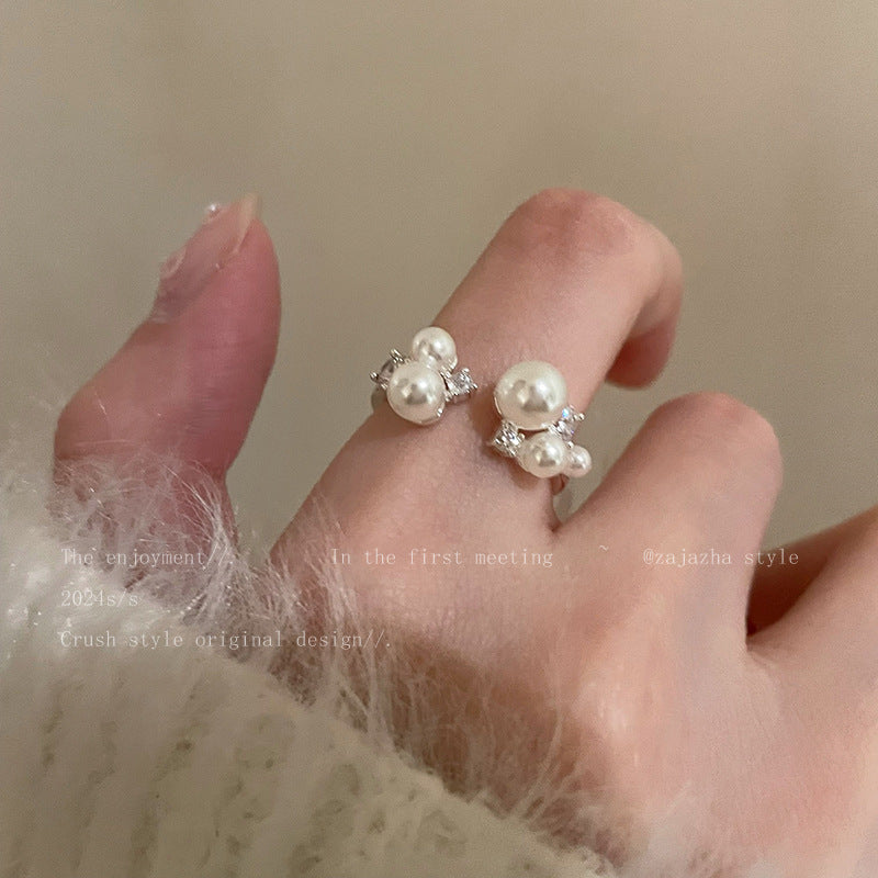 Twin Super Beautiful Open Female Light Luxury Flawless Finish Ring MegaBDM