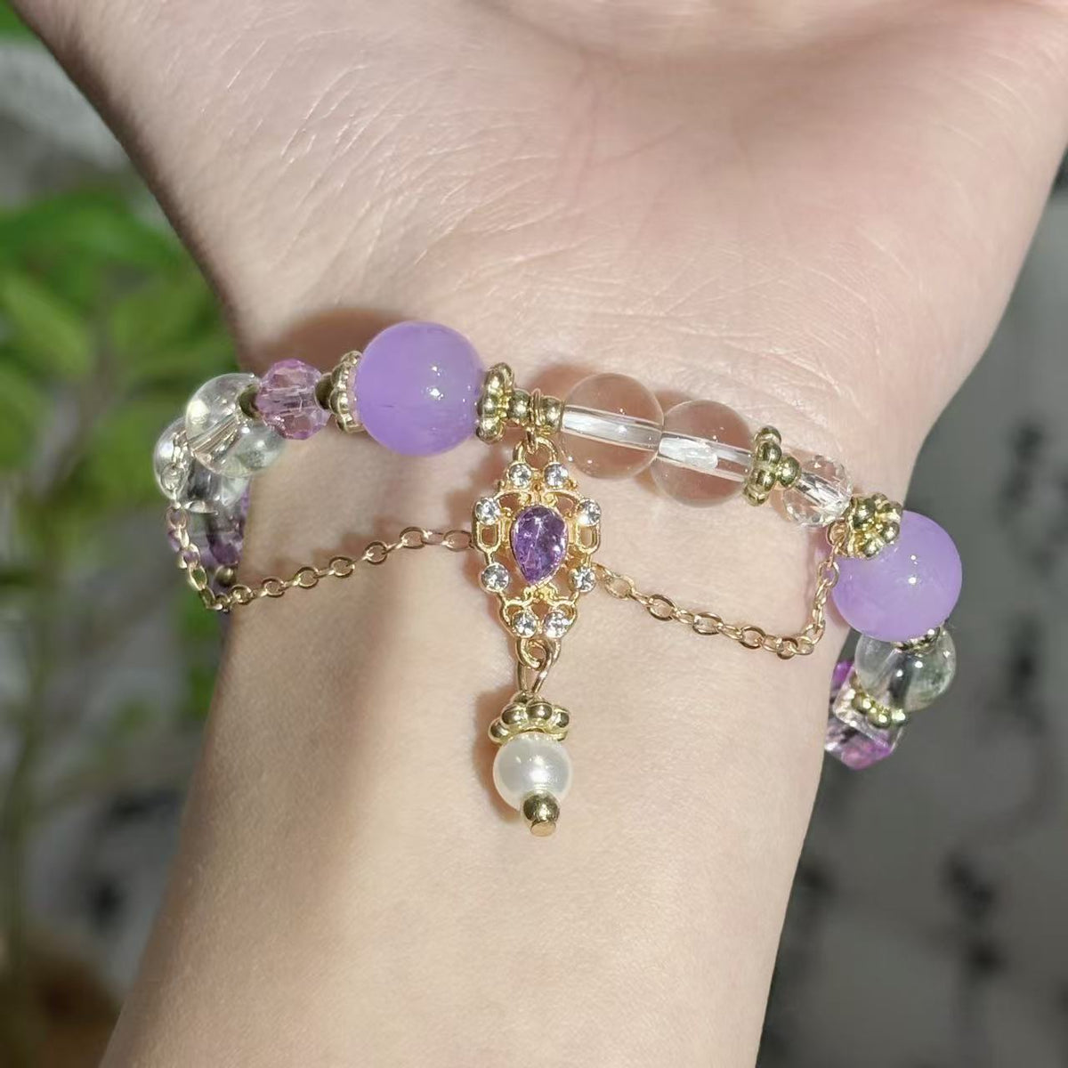 Pink Beaded Sweet Temperament White Bow Bracelets - Bracelet-Purple Mandala Bracelet MegaBDM