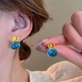 Note Sier Needle Acrylic Stars Summer Earrings - 14# Silver Needle-Blue-Yellow MegaBDM