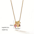 Women's Micro Inlaid Zircon Sun Star Moon Zodiac Clavicle Necklace - [Xkn8301] Eight-Pointed Stars Pink Diamond Heart Necklace Gold MegaBDM
