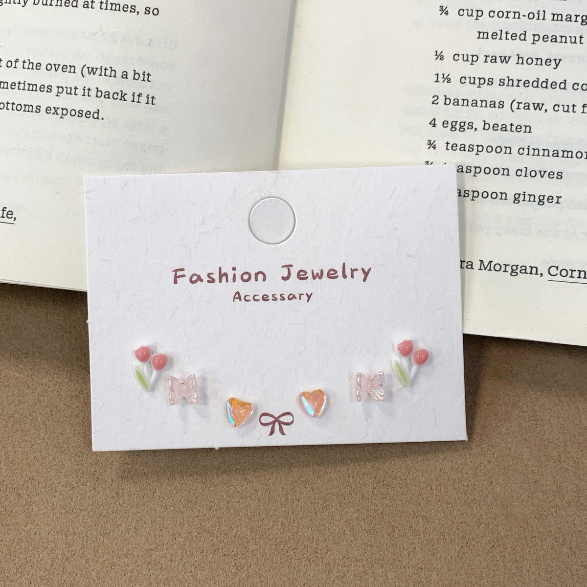 Women's Fresh Small Ear No Repeat Week Collection Sier Needle Exquisite Rings - Y1 Tulip [Pink]] MegaBDM