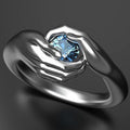 Shi Vintage Hands Hug Blue Zircon Copper Punk Halloween Rings - F1249 White Gold Color / No. 6 MegaBDM