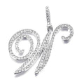 Women's & Men's Micro Inlaid Zircon Grass English Letter Pendants - W (Including Chain) Silver MegaBDM