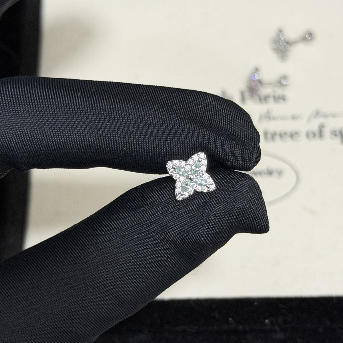 Cruciate Flower Zircon Flat Sweet Design Titanium Steel Ear Bone Earrings - E0914 Mint Green Cross Flower Single MegaBDM