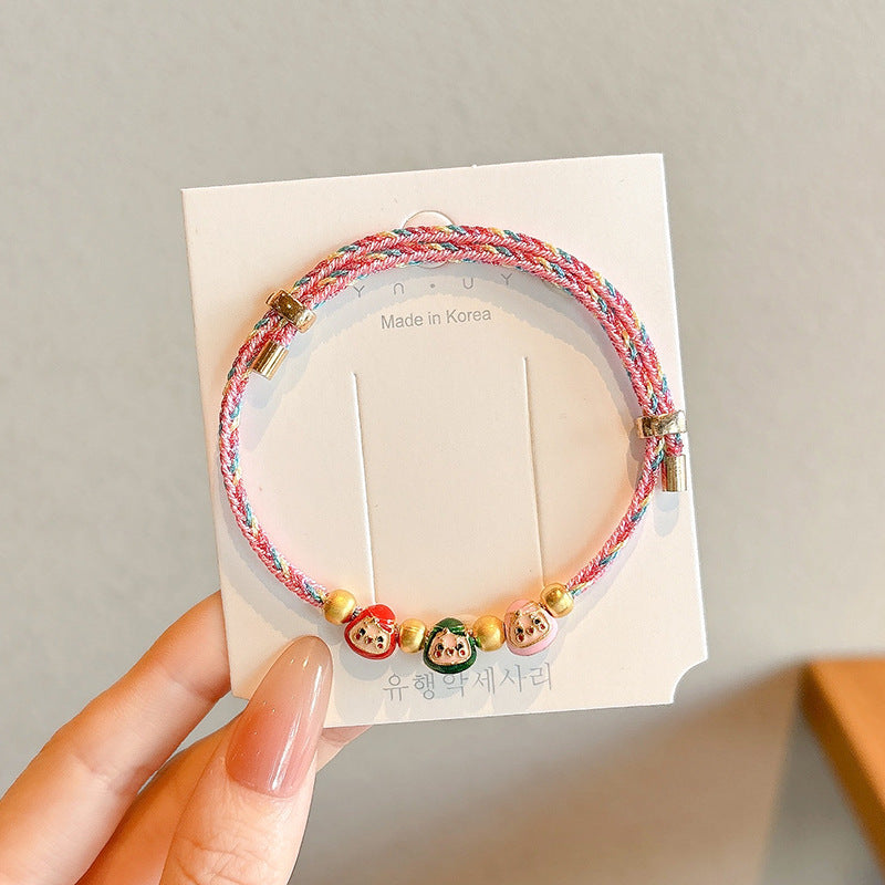 Small Gift Tassel Adjustable Red Rope Dragon Boat Festival Bracelet - 29# Pink Rope Pink Green Red Small Brown Treasure MegaBDM